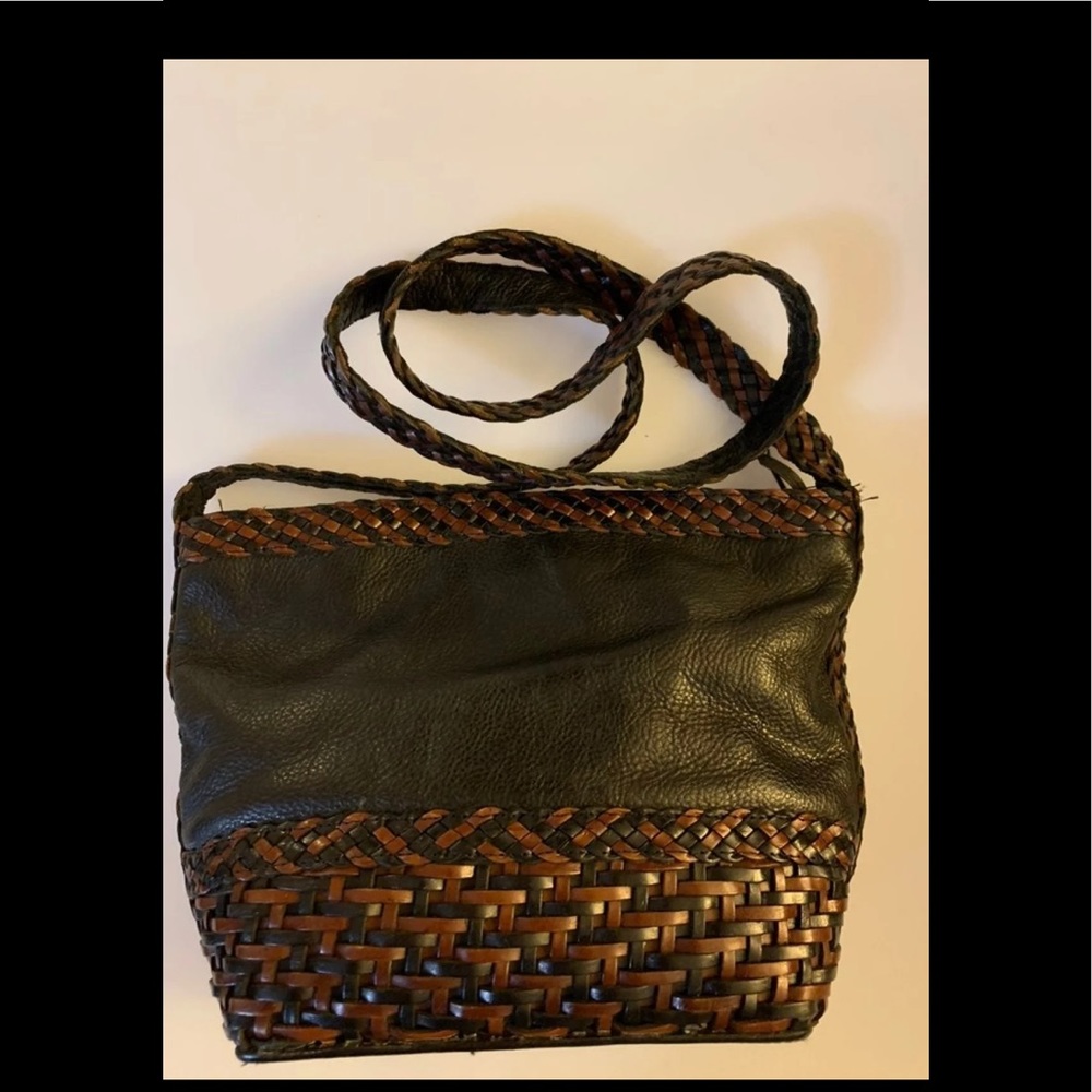 L.J.S. Crossbody Black & Brown Leather Made In Brazil